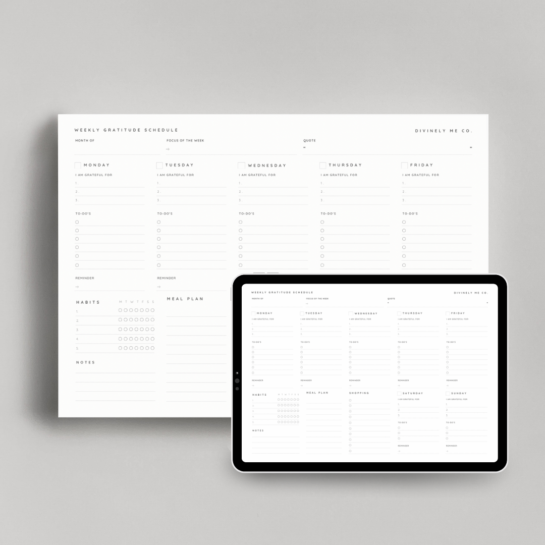 Weekly Gratitude Schedule Printable